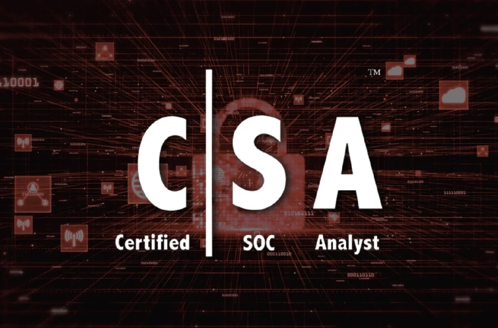 Certified SOC Analyst Course banner with CSA logo in Black and red background