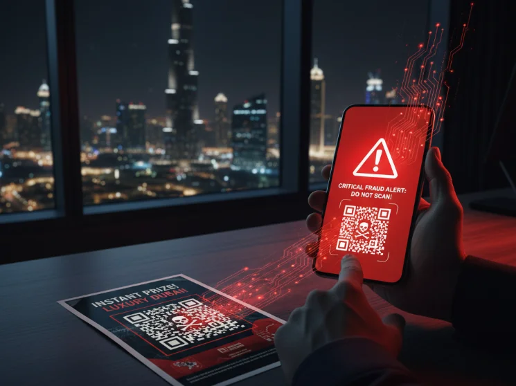 UAE alert about rising QR Code scams and online security risks.